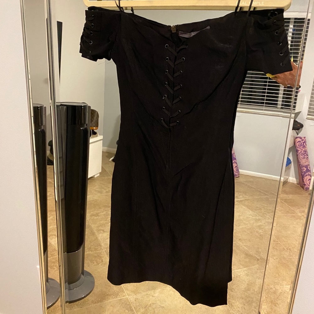 Guess black shoulderless stretch mini dress